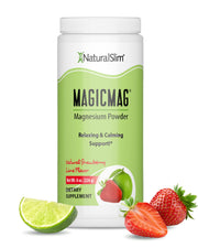 NaturalSlim MagicMag strawberry-lime powder dissolves easily for a refreshing relaxation drink.