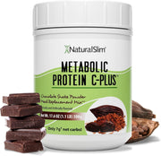 NaturalSlim Metabolic Protein C-Plus chocolate tub front for a quick energy shake