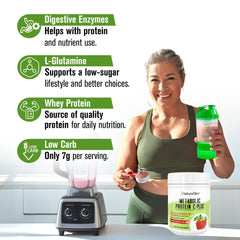 Creamy strawberry smoothie prepared with NaturalSlim Metabolic Protein C-Plus