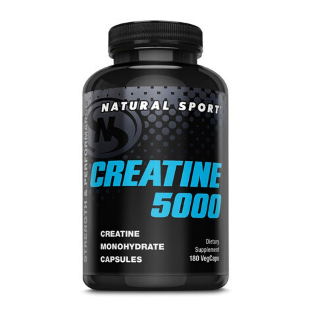 Natural Sport Creatine 5000 capsules bottle for strength support during workouts