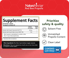 NSF seal on NaturaNectar packaging indicating certified contents and quality.