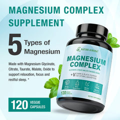 Five magnesium forms in Nature Aurora blend: glycinate, citrate, malate, taurate, oxide