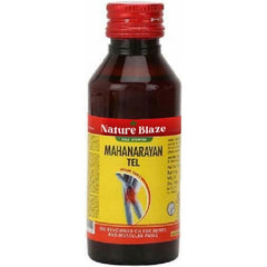 Nature Blaze Mahanarayan Taila being massaged into skin after cleansing