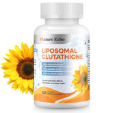 Nature Echo Liposomal Glutathione bottle shot emphasizing absorption and antioxidant support