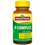 Nature Made B-Complex with Vitamin C caplets bottle close-up highlighting packaging.
