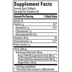 Nature Made Burp-Less Fish Oil softgels close-up for burp-free daily use.