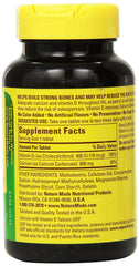 Close-up of Nature Made Calcium 600 mg tablets for daily support.