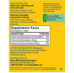 Nature Made Calcium 750 mg with enhanced absorption focus image.