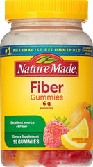 Close-up of Nature Made Fiber 6 g gummies with strawberry flavor