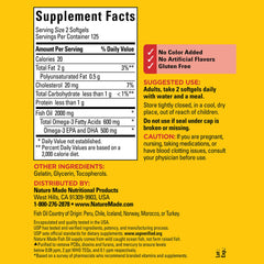 Nature Made Fish Oil 1000 mg bottle side view with label details