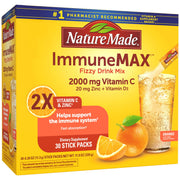 Nature Made ImmuneMAX fizzing drink dissolving in water for immune support.