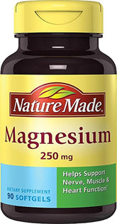 Nature Made Magnesium 250 mg bottle front with softgels for daily support