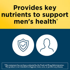 Nature Made Multi for Him gummies jar display emphasizes gluten-free, no artificial additives