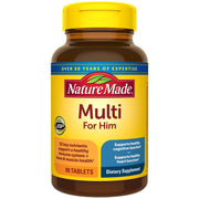 Nature Made Multivitamin for Him bottle label showing daily nutritional support