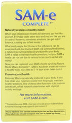 Nature Made Sam-e Complete bottle back label notes joint comfort support.