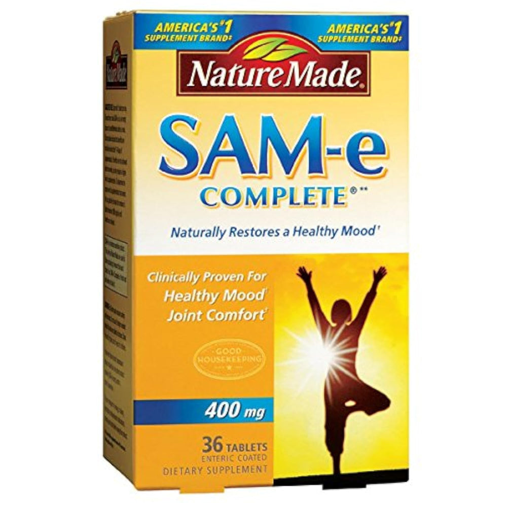 Nature Made Sam-e Complete 400 mg bottle front promotes mood balance naturally.
