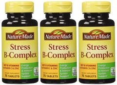 Nature Made Stress B Complex with Zinc bottle and tablets for daily immune and stress support.