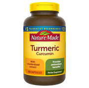 Nature Made Turmeric Curcumin 500 milligram Capsules bottle shows antioxidant support for daily wellness.
