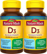 Nature Made Vitamin D3 10000 IU bottle front view for bone and immune support