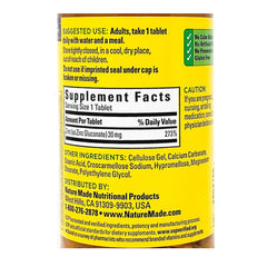 Nature Made Zinc 30 mg tablets close-up highlighting gluten-free formulation.
