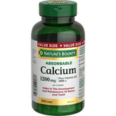 Nature's Bounty absorbable calcium 1200mg with D3 softgels, bottle front showing daily bone support