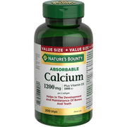Nature's Bounty absorbable calcium 1200mg with D3 softgels, bottle front showing daily bone support