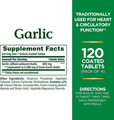 Nature's Bounty enteric-coated garlic tablets to reduce aftertaste.