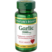 Nature's Bounty odorless garlic tablets in bottle for daily heart support.