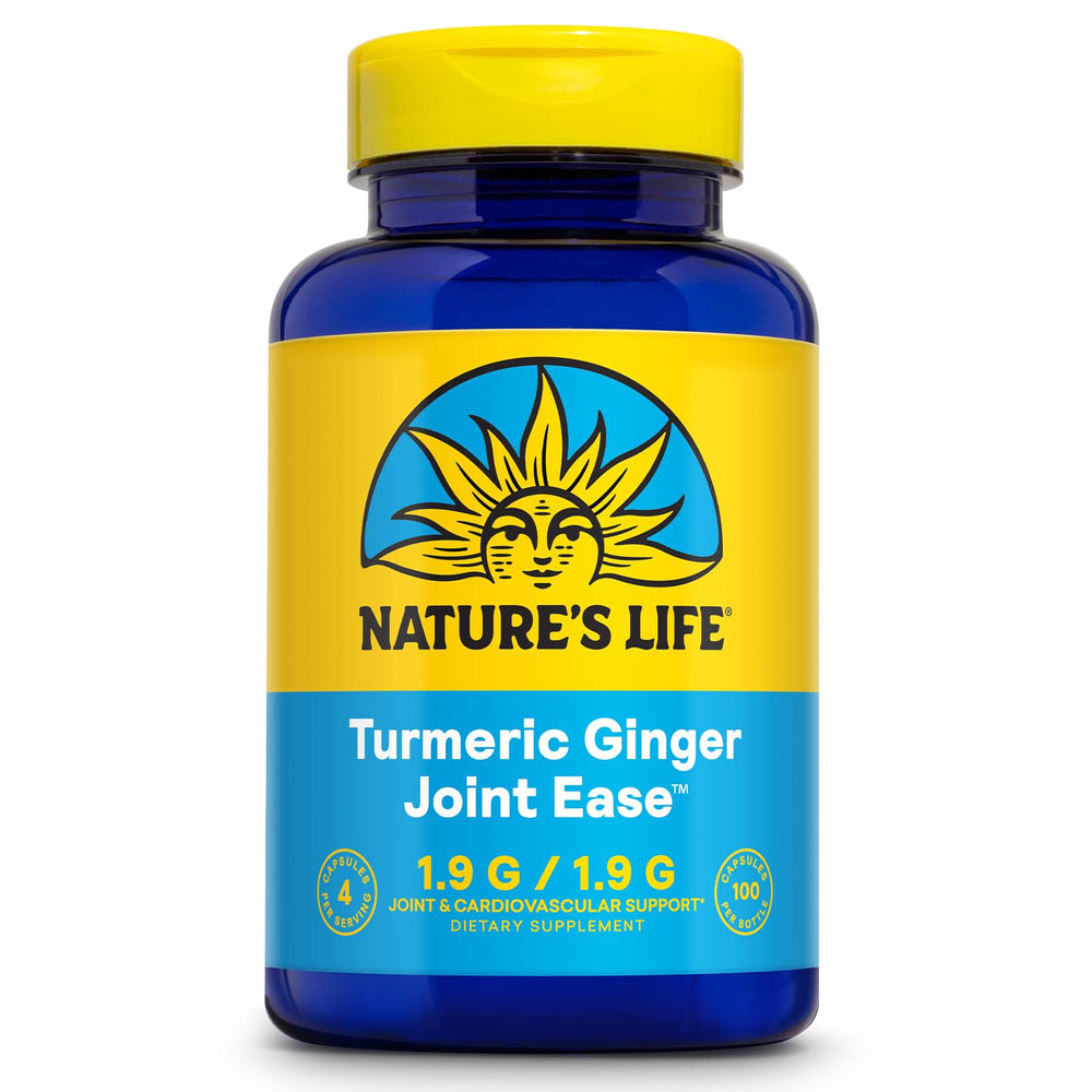 Nature's Life Turmeric Ginger Joint Ease bottle for on-the-go joint comfort support