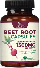 Nature's Nutrition Beet Root 1300mg capsules close-up for daily endurance support