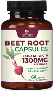 Nature's Nutrition Beet Root 1300mg capsules close-up for daily endurance support