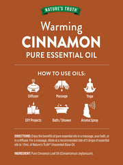 Nature's Truth Cinnamon essential oil in diffuser for cozy aromatherapy.