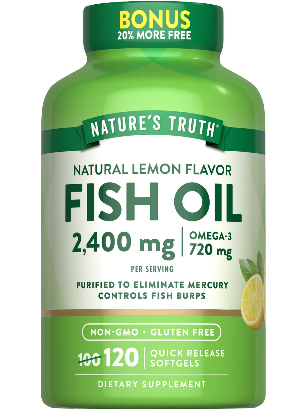 Nature's Truth Fish Oil 2400mg bottle front for daily wellness