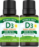Nature's Truth Vitamin D Drops for infants bottle showing 400 IU per drop for daily use