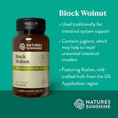 Nature's Sunshine Black Walnut 100 Capsules packaging emphasizes brand heritage