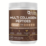 Nature Target Chocolate Multi Collagen Powder jar supports skin hydration and joint comfort.