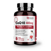 Nature Target CoQ10 400mg softgels bottle showing antioxidant support for heart health
