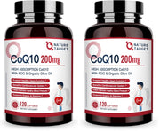 Nature Target CoQ10 softgels bottle supports daily heart health and energy.