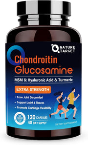 NATURE TARGET glucosamine-chondroitin-msm bottle front label supports joint comfort and mobility
