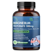 Nature Target Magnesium Glycinate 500mg bottle for muscle and nerve support.