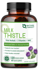 NATURE TARGET Milk Thistle bottle front for liver support on daily wellness.