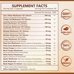 Nature Target 14-in-1 blend close-up with Lion's Mane and mushrooms