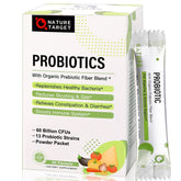 Nature Target Probiotics bottle with powder for daily digestive support