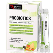 Nature Target Probiotics bottle with powder for daily digestive support