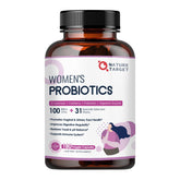 Nature Target Probiotics for Women bottle with capsules promoting gut balance and wellness.