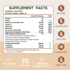 Nature Target vanilla collagen powder scoop ready to mix into beverages