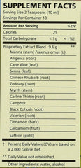 Close-up of Nature Works Swedish Bitters label showing branding and herbal blend