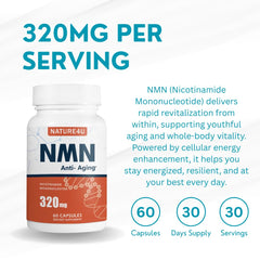 Close-up of Nature4U NMN capsules ready for daily use
