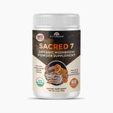 Naturealm Sacred 7 bottle front with seven-mushroom blend for daily wellness.