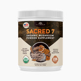 Naturealm Sacred 7 mushroom powder stirred into coffee for energy